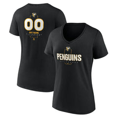 Pittsburgh Penguins Women's Personalized Name & Number Midfielder V-Neck T-Shirt - Black | US 202441379