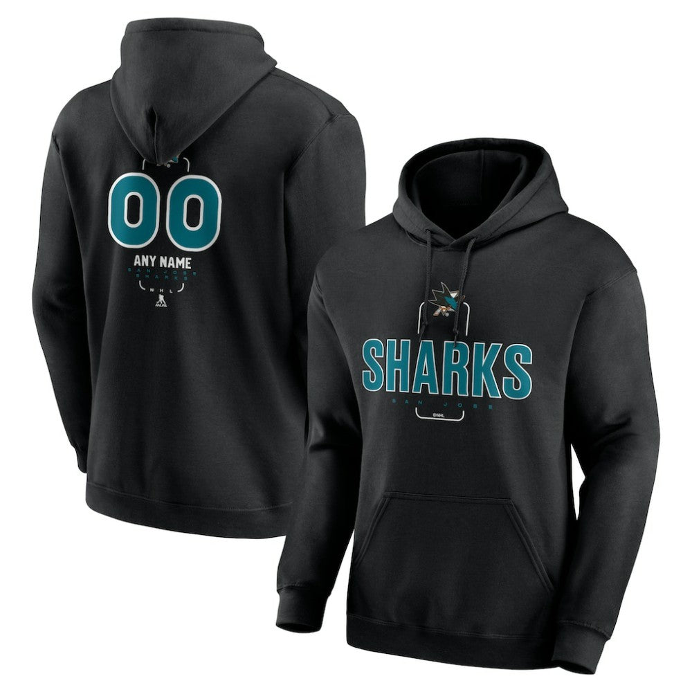 San Jose Sharks Personalized Name & Number Midfielder Pullover Hoodie - Black | US 202441381