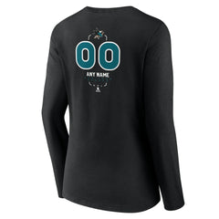 San Jose Sharks Women's Personalized Name & Number Midfielder Long Sleeve V-Neck T-Shirt - Black | US 202441383