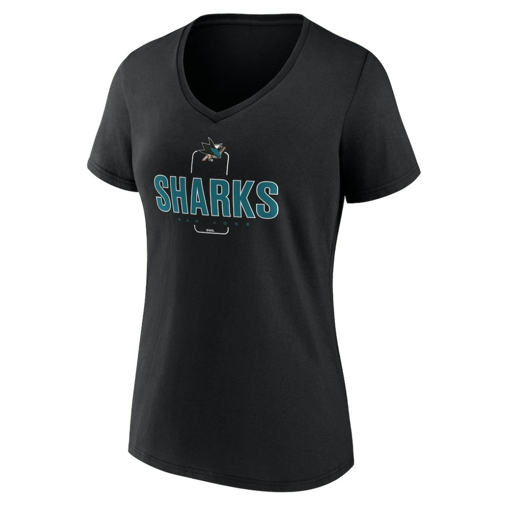 San Jose Sharks Women's Personalized Name & Number Midfielder V-Neck T-Shirt - Black | US 202441384