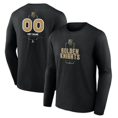 Vegas Golden Knights Personalized Name & Number Midfielder Long Sleeve T-Shirt - Black | US 202441385