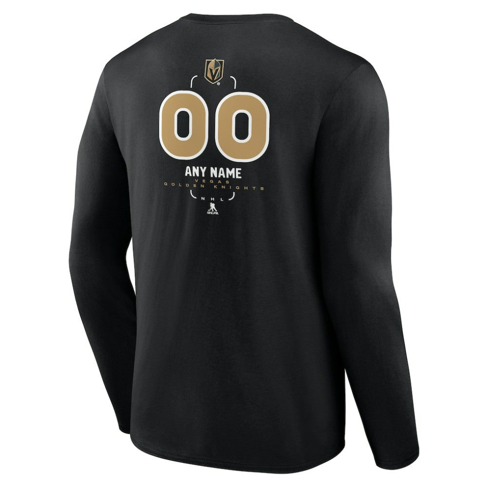 Vegas Golden Knights Personalized Name & Number Midfielder Long Sleeve T-Shirt - Black | US 202441385