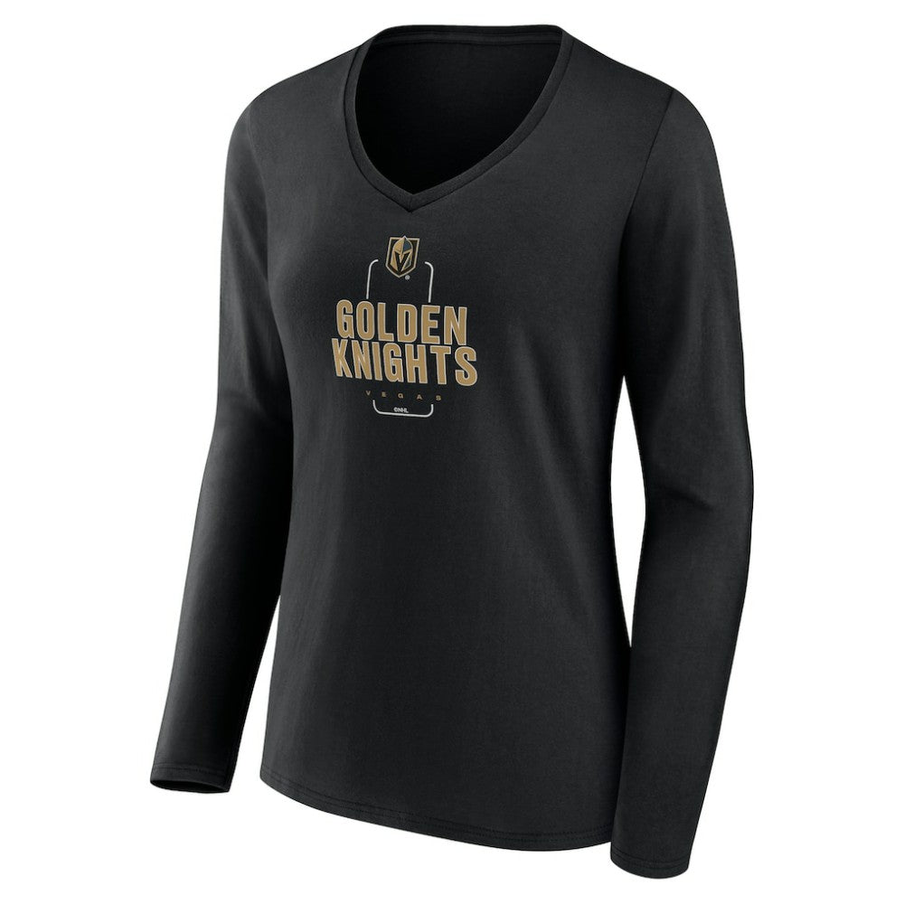 Vegas Golden Knights Women's Personalized Name & Number Midfielder Long Sleeve V-Neck T-Shirt - Black | US 202441388