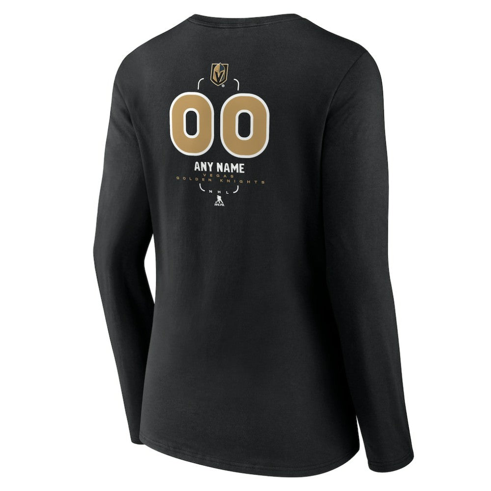 Vegas Golden Knights Women's Personalized Name & Number Midfielder Long Sleeve V-Neck T-Shirt - Black | US 202441388