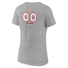 Detroit Red Wings Women's Personalized Name & Number Midfielder V-Neck T-Shirt - Gray | US 202447072
