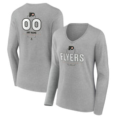 Philadelphia Flyers Women's Personalized Name & Number Midfielder Long Sleeve V-Neck T-Shirt - Gray | US 202447076