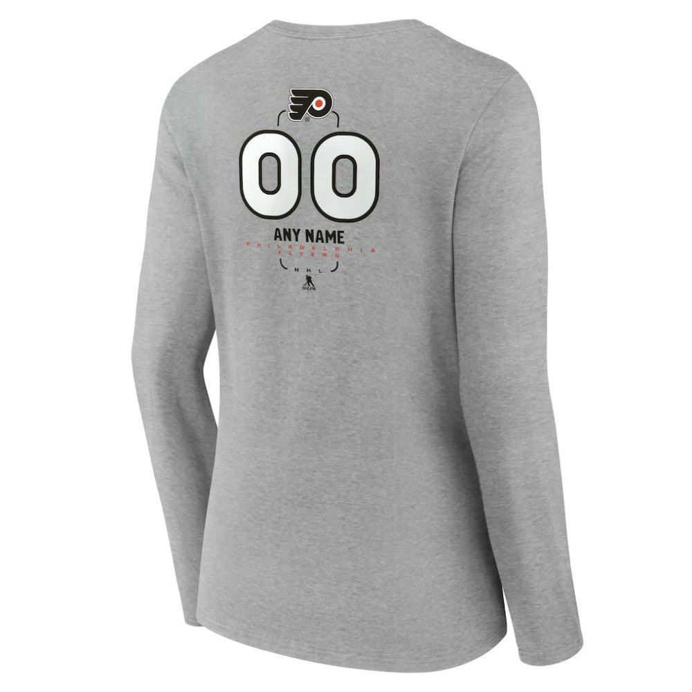 Philadelphia Flyers Women's Personalized Name & Number Midfielder Long Sleeve V-Neck T-Shirt - Gray | US 202447076