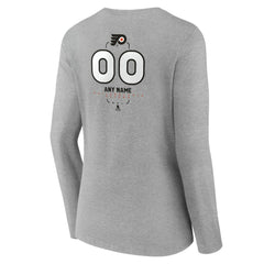 Philadelphia Flyers Women's Personalized Name & Number Midfielder Long Sleeve V-Neck T-Shirt - Gray | US 202447076