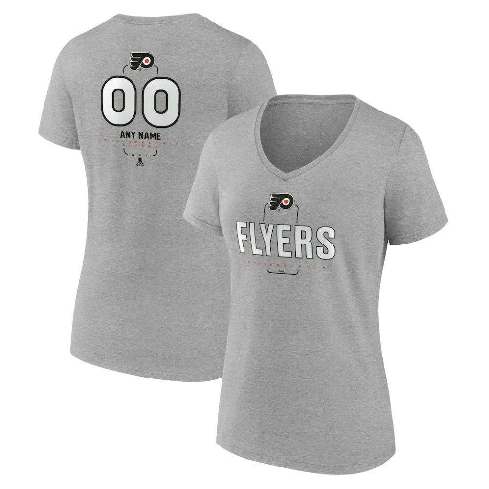 Philadelphia Flyers Women's Personalized Name & Number Midfielder V-Neck T-Shirt - Gray | US 202447077