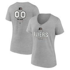 Philadelphia Flyers Women's Personalized Name & Number Midfielder V-Neck T-Shirt - Gray | US 202447077