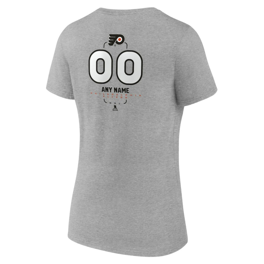 Philadelphia Flyers Women's Personalized Name & Number Midfielder V-Neck T-Shirt - Gray | US 202447077