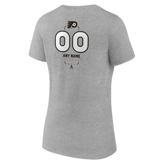 Philadelphia Flyers Women's Personalized Name & Number Midfielder V-Neck T-Shirt - Gray | US 202447077