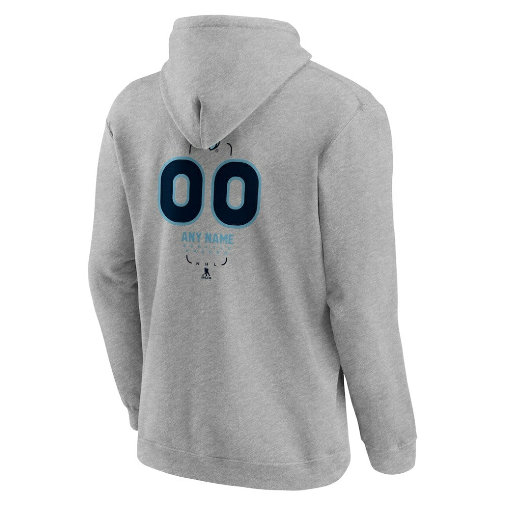 Seattle Kraken Personalized Name & Number Midfielder Pullover Hoodie - Gray | US 202447079