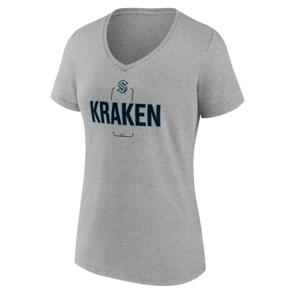 Seattle Kraken Women's Personalized Name & Number Midfielder V-Neck T-Shirt - Gray | US 202447082