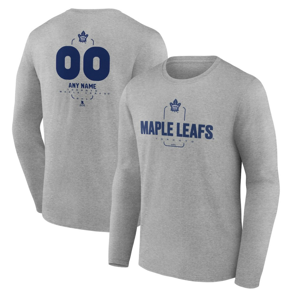 Toronto Maple Leafs Personalized Name & Number Midfielder Long Sleeve T-Shirt - Gray | US 202447088