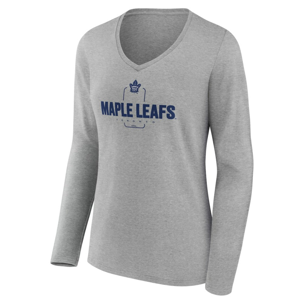 Toronto Maple Leafs Women's Personalized Name & Number Midfielder Long Sleeve V-Neck T-Shirt - Gray | US 202447091