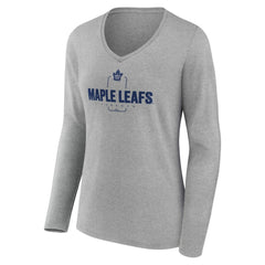 Toronto Maple Leafs Women's Personalized Name & Number Midfielder Long Sleeve V-Neck T-Shirt - Gray | US 202447091