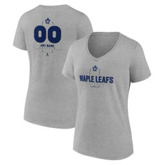 Toronto Maple Leafs Women's Personalized Name & Number Midfielder V-Neck T-Shirt - Gray | US 202447092