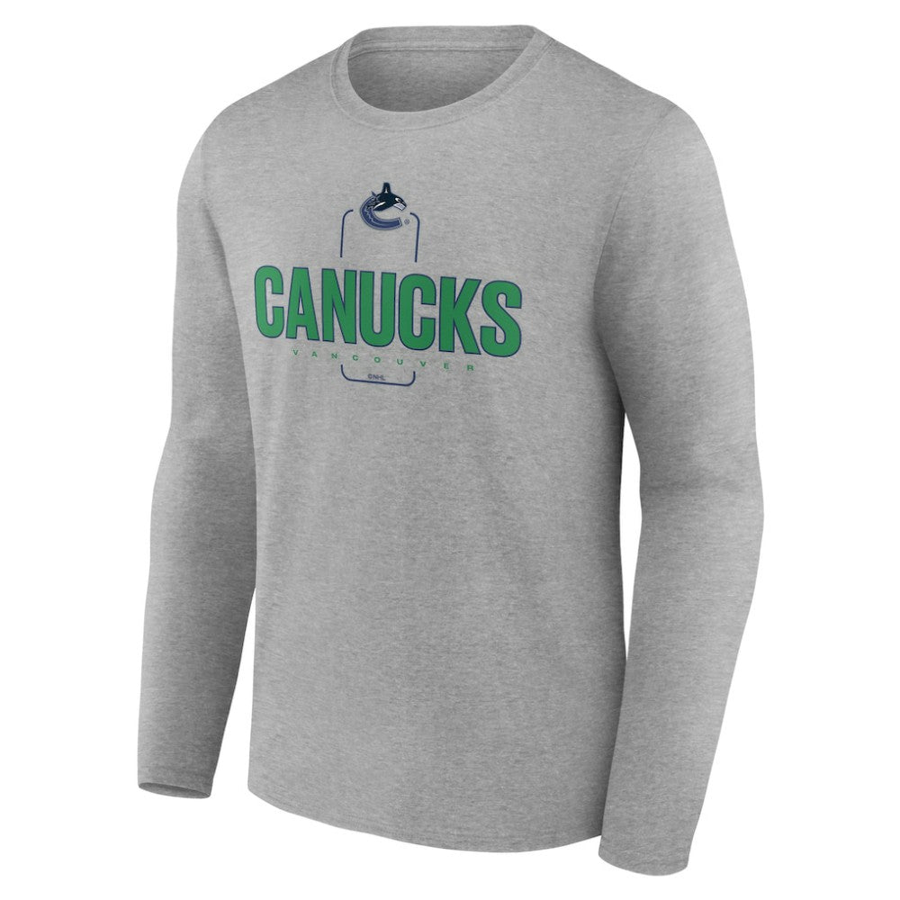 Vancouver Canucks Personalized Name & Number Midfielder Long Sleeve T-Shirt - Gray | US 202447093