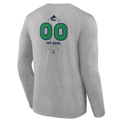 Vancouver Canucks Personalized Name & Number Midfielder Long Sleeve T-Shirt - Gray | US 202447093