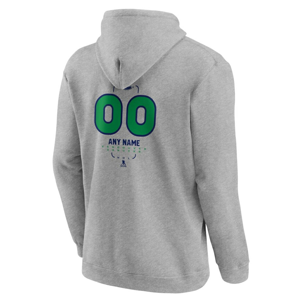 Vancouver Canucks Personalized Name & Number Midfielder Pullover Hoodie - Gray | US 202447094