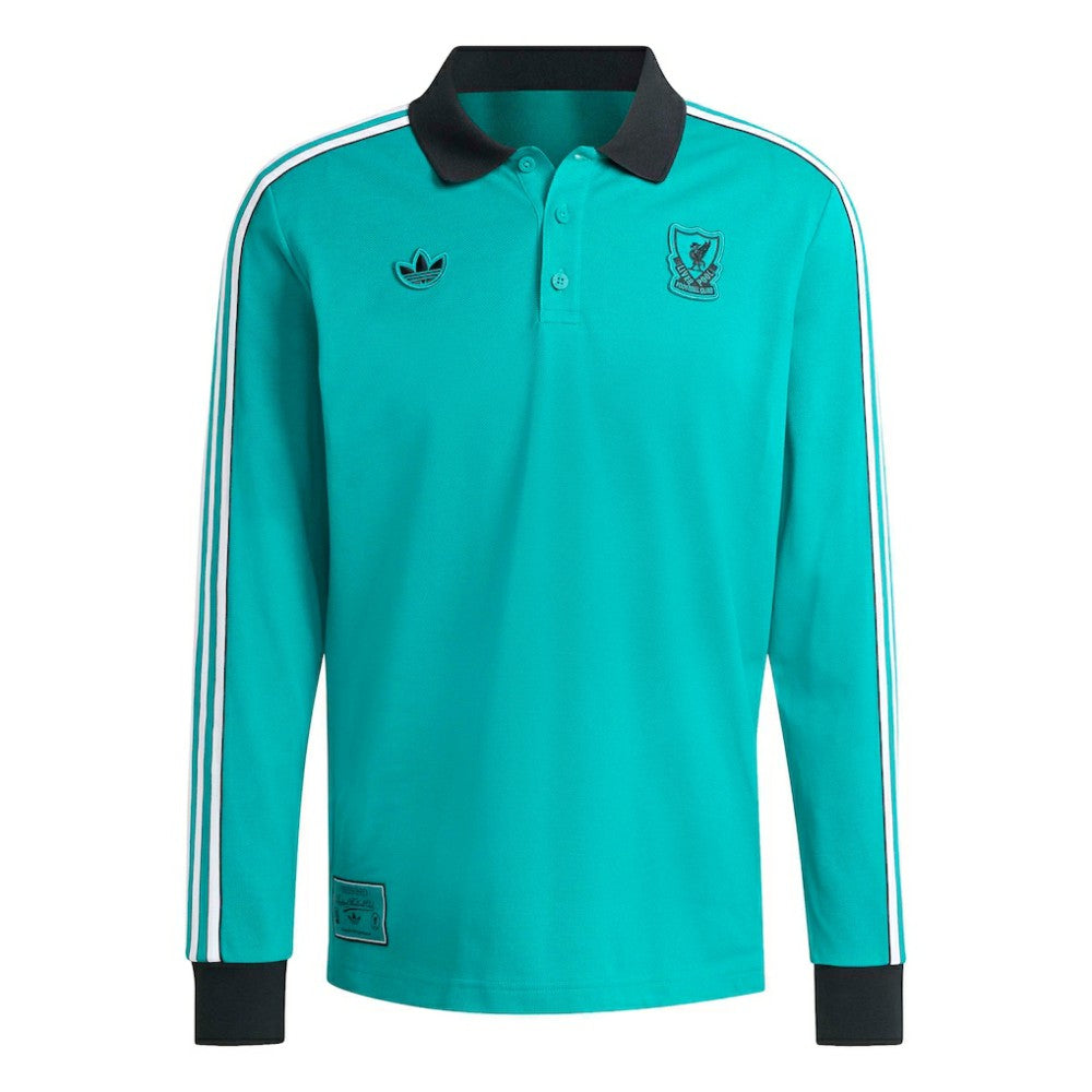 Liverpool Terrace Icons Long Sleeve Polo Green - Adidas on sale