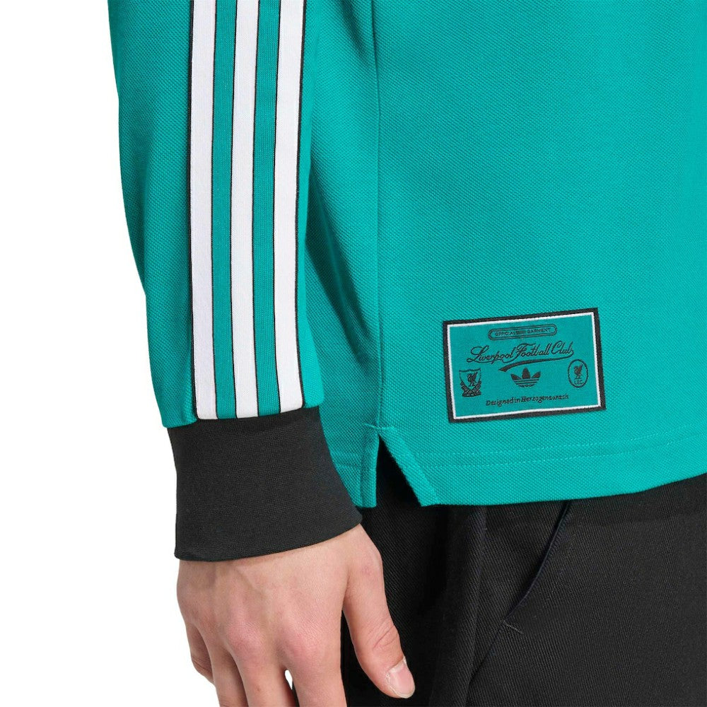 Liverpool Terrace Icons Long Sleeve Polo Green - Adidas on sale