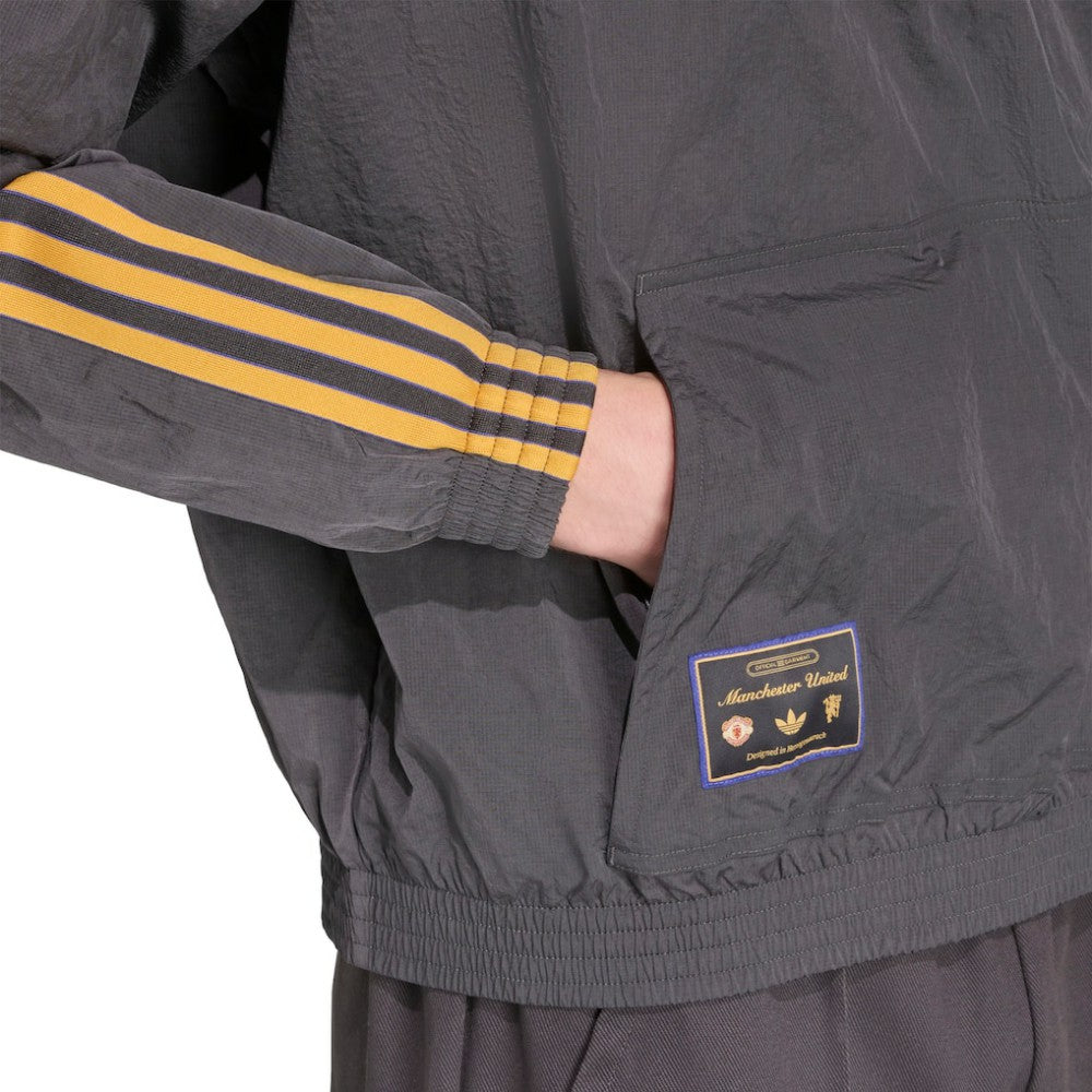 Manchester United Terrace Icons Half-Zip Jacket Gray - Adidas sale