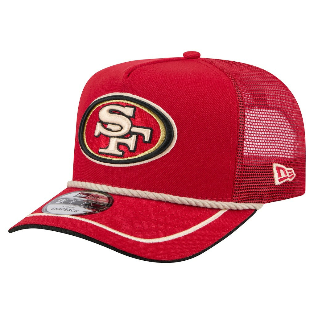 San Francisco 49ers New Era Vintage Team Rope A-Frame Trucker 9FIFTY Snapback Hat - Scarlet Hats