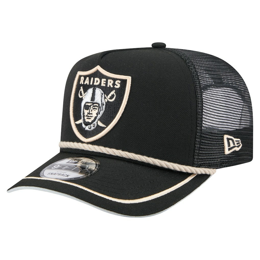 Las Vegas Raiders New Era Vintage Team Rope A-Frame Trucker 9FIFTY Snapback Hat - Black Hats