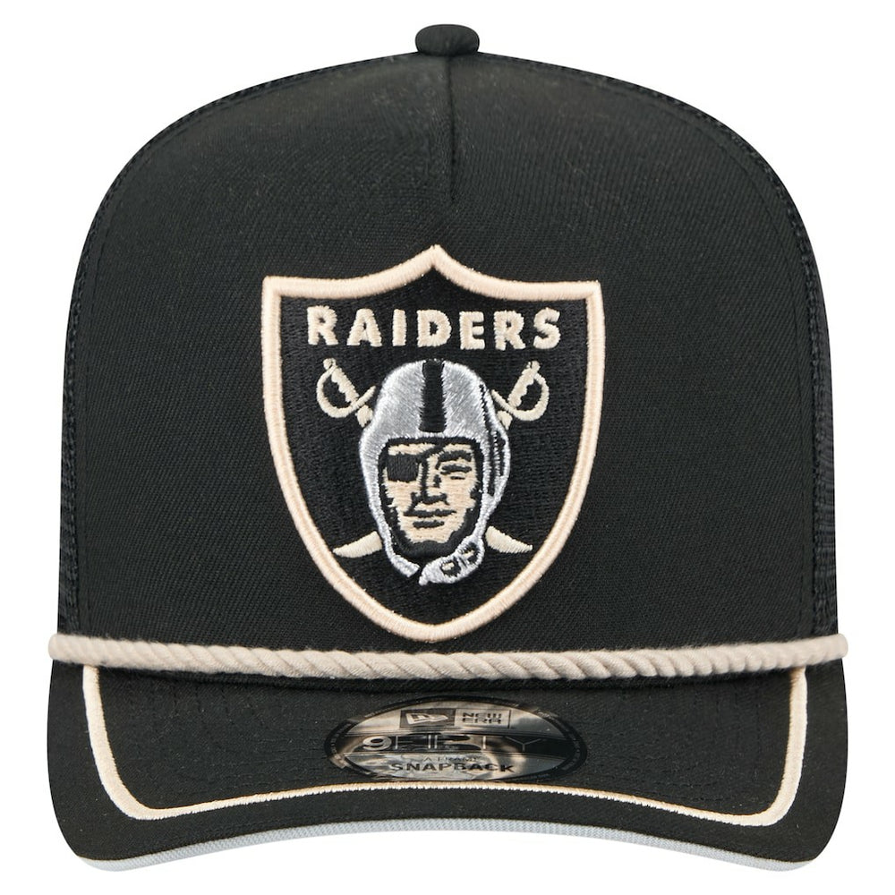 Las Vegas Raiders New Era Vintage Team Rope A-Frame Trucker 9FIFTY Snapback Hat - Black Hats