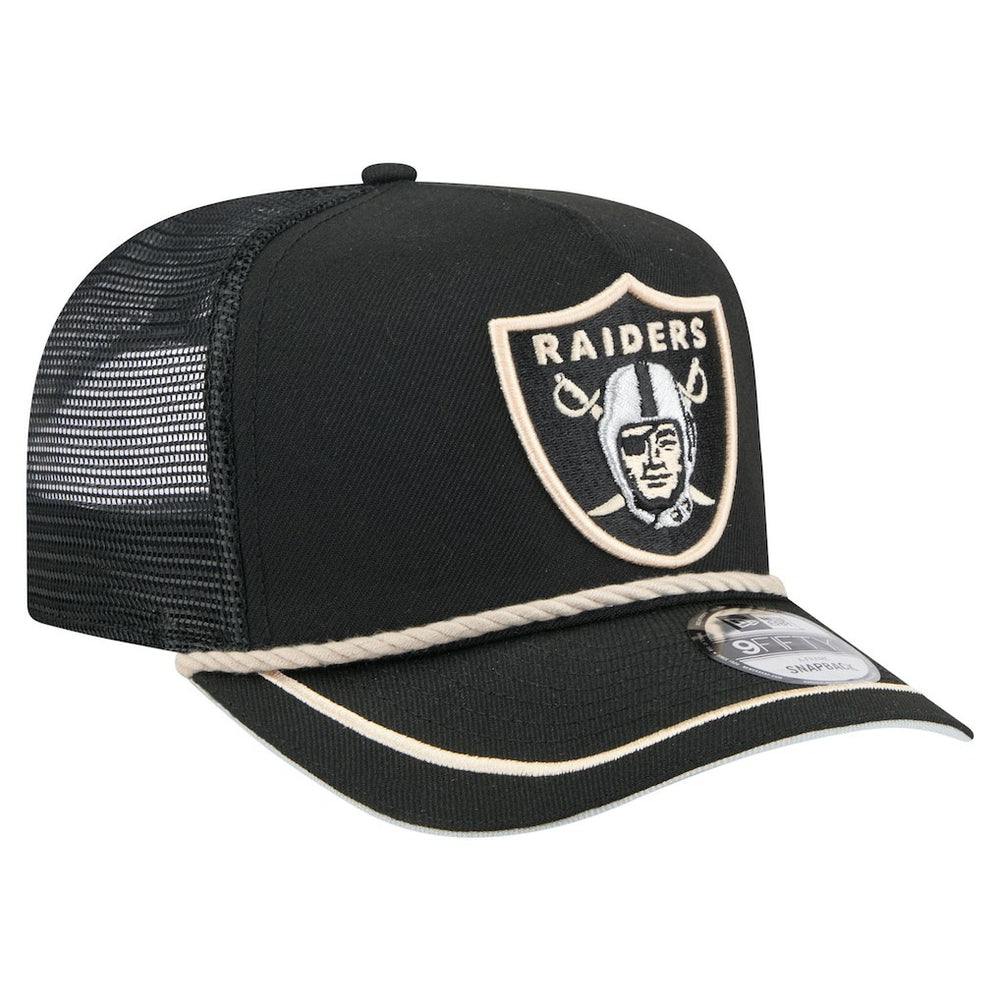 Las Vegas Raiders New Era Vintage Team Rope A-Frame Trucker 9FIFTY Snapback Hat - Black Hats