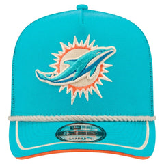 Miami Dolphins New Era Vintage Team Rope A-Frame Trucker 9FIFTY Snapback Hat - Aqua Hats