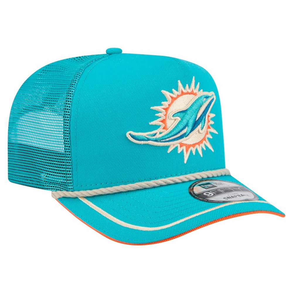 Miami Dolphins New Era Vintage Team Rope A-Frame Trucker 9FIFTY Snapback Hat - Aqua Hats