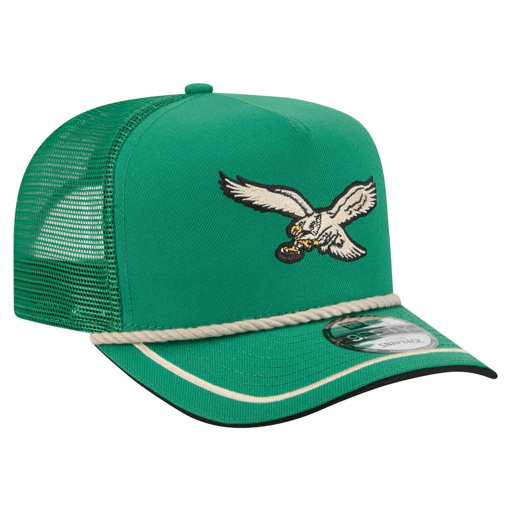 Philadelphia Eagles New Era Vintage Team Rope A-Frame Trucker 9FIFTY Snapback Hat - Kelly Green Hats