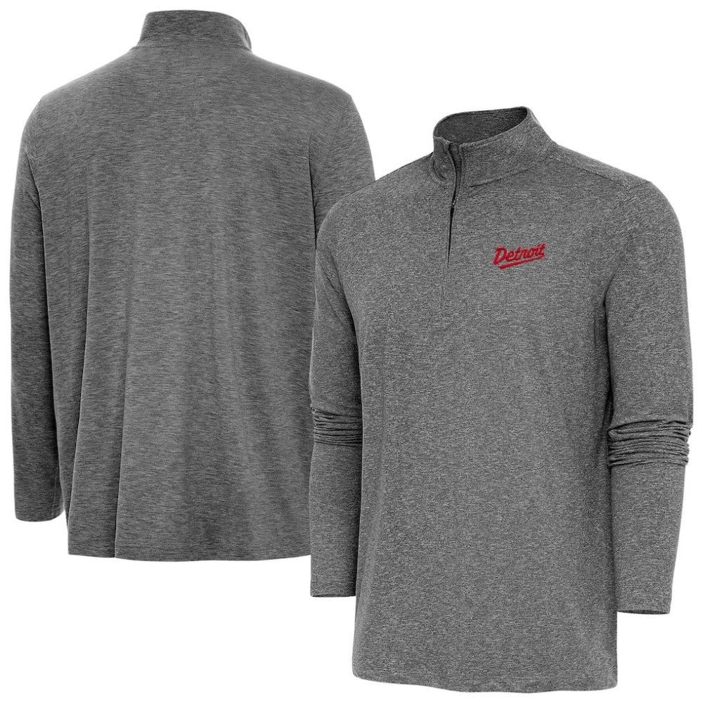 Detroit Red Wings Antigua 2025 NHL Stadium Series Hunk Quarter-Zip Jacket - Heather Black | US 202455762