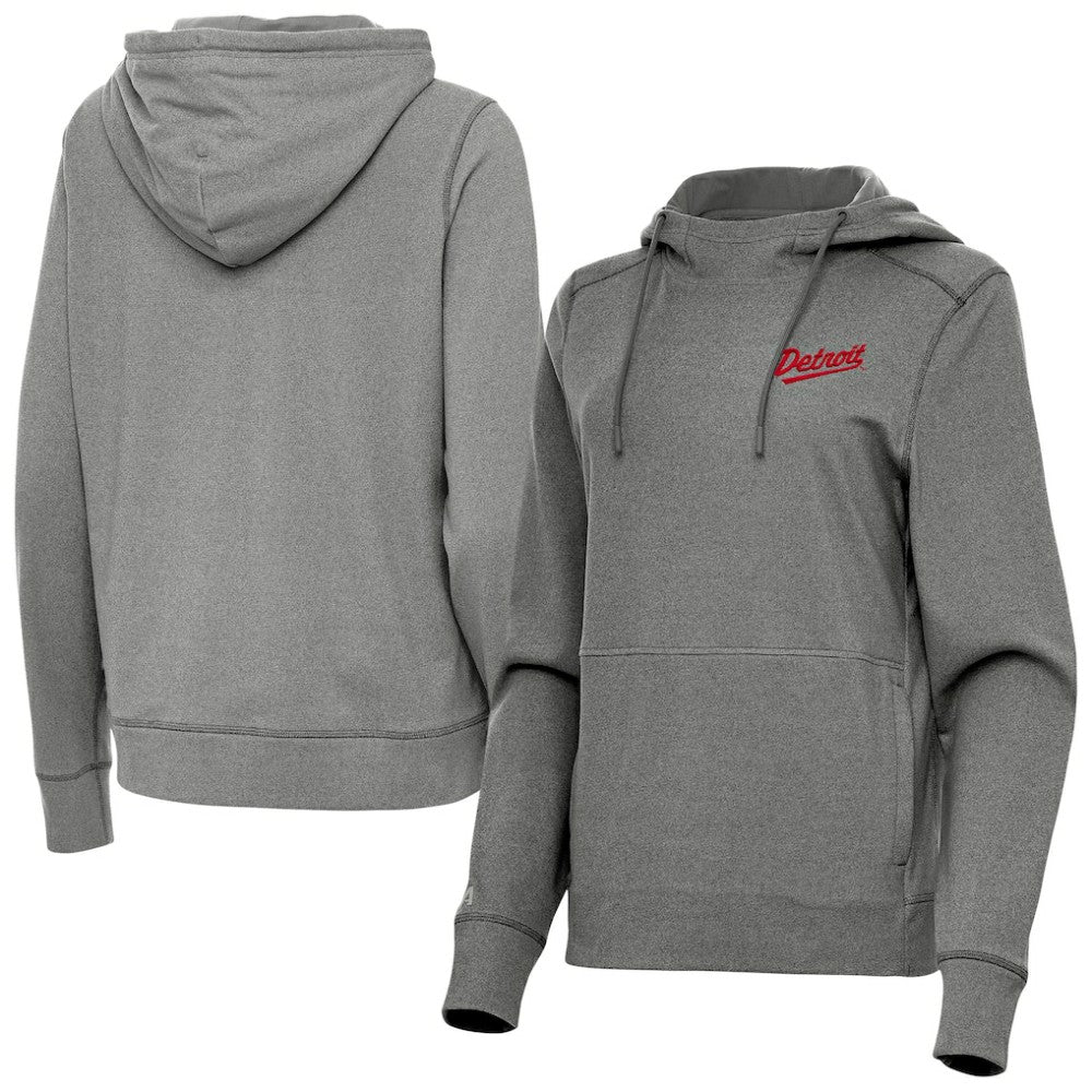 Detroit Red Wings Antigua Women's 2025 NHL Stadium Series Justice Pullover Hoodie - Heather Black | US 202455768