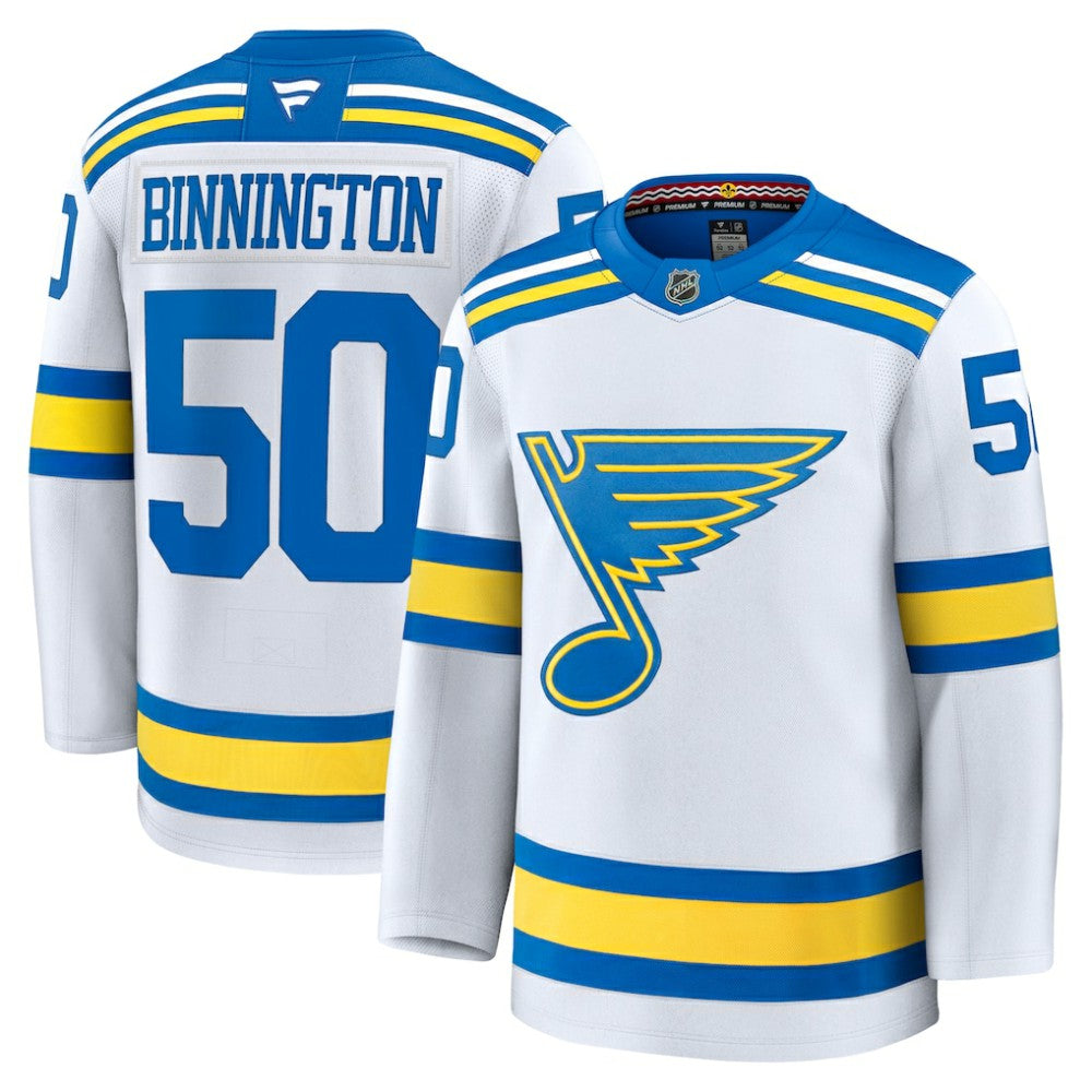 Jordan Binnington St. Louis Blues Fanatics Away Premium Player Jersey - White | US 202458095