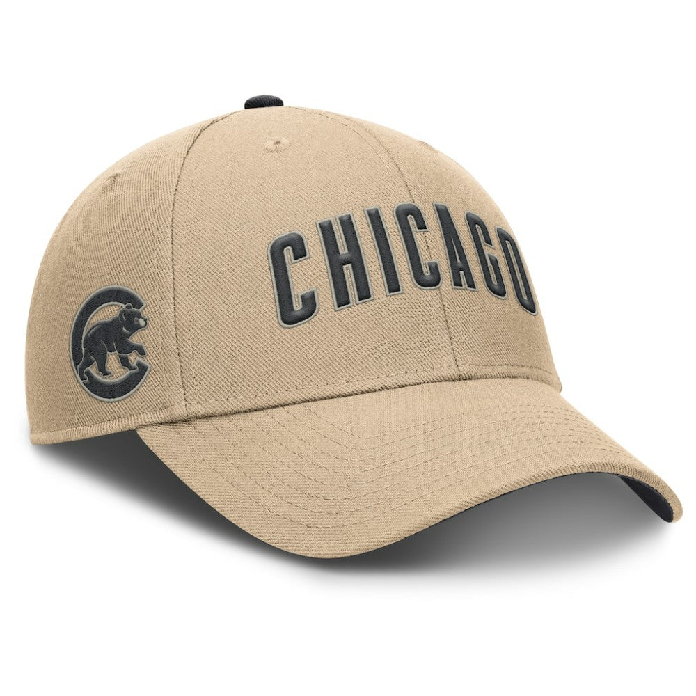 Chicago Cubs Nike Rise Adjustable Hat - Khaki Hats