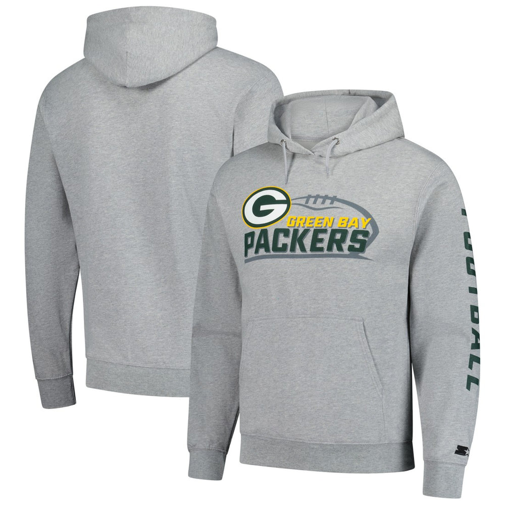 Green Bay Packers Starter Vintage Pullover Hoodie - Heather Gray Hoodies