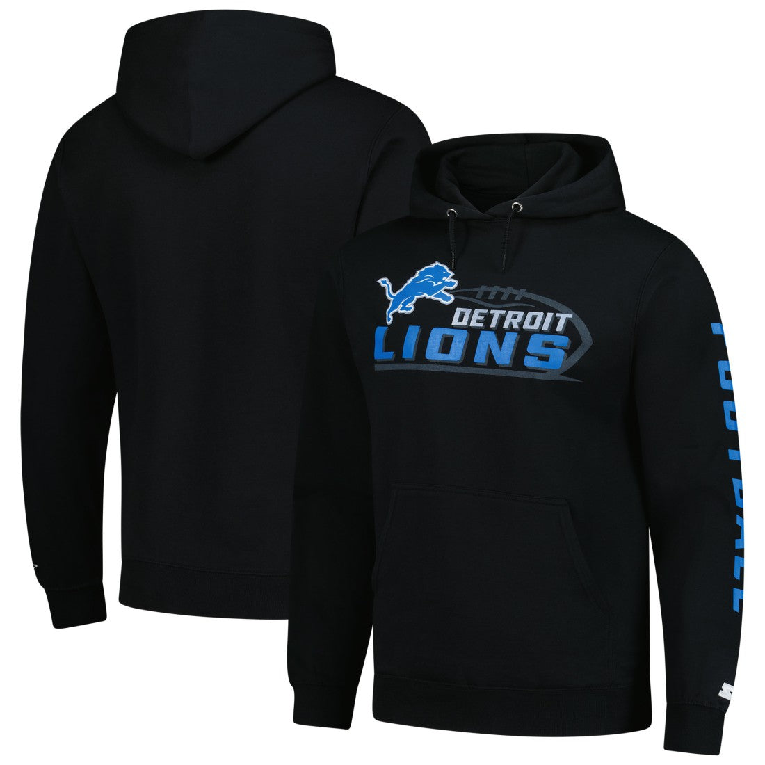 Detroit Lions Starter Vintage Pullover Hoodie - Black Hoodies
