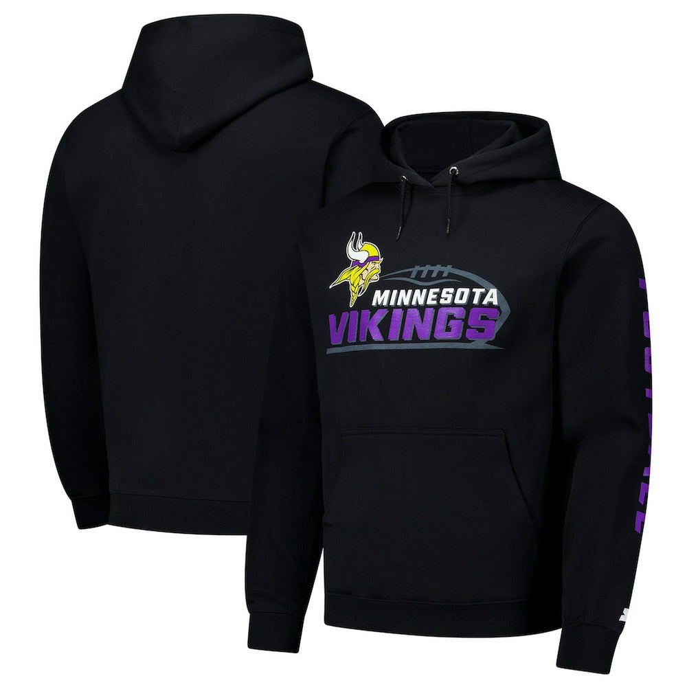 Minnesota Vikings Starter Vintage Pullover Hoodie - Black Hoodies