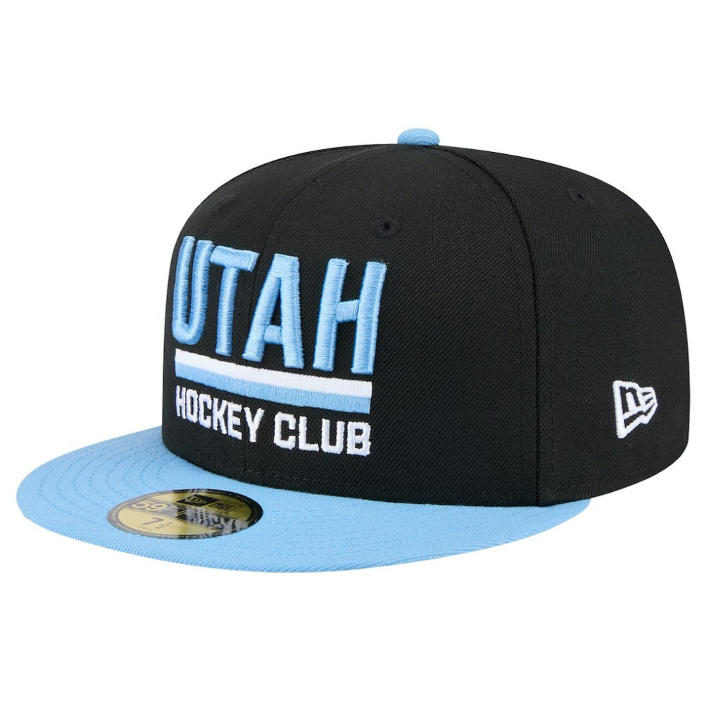 Utah Mammoth New Era Lockup 1st Season 59FIFTY Fitted Hat - Black/Light Blue | US 202459352