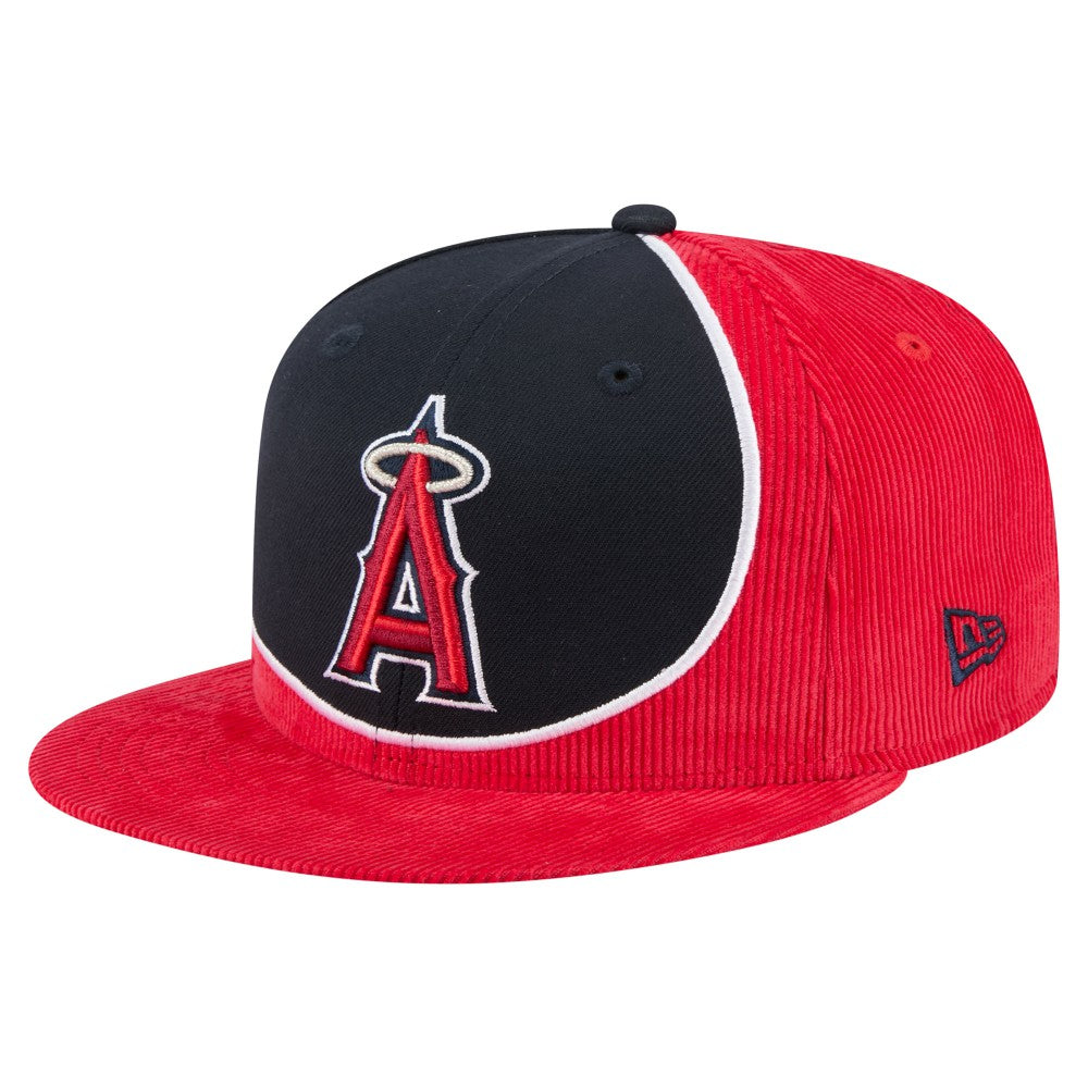 Los Angeles Angels New Era Retro Split Corduroy Snapback Hat - Red/Navy Hats