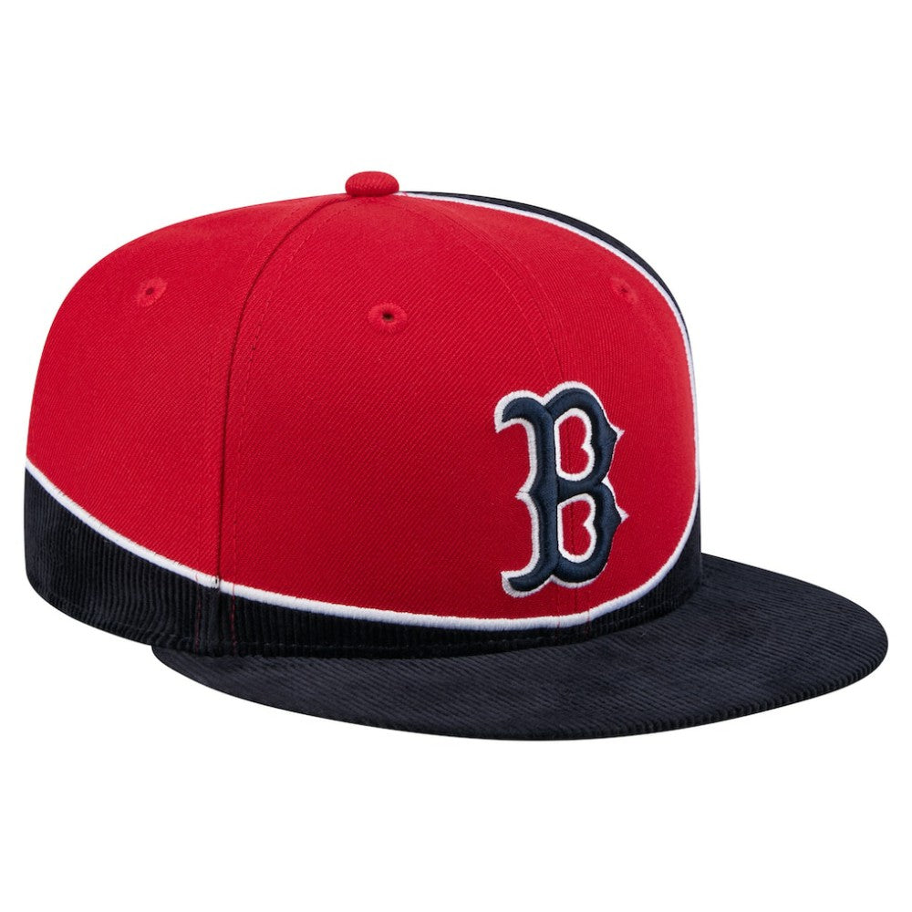 Boston Red Sox New Era Retro Split Corduroy Snapback Hat - Navy/Red Hats