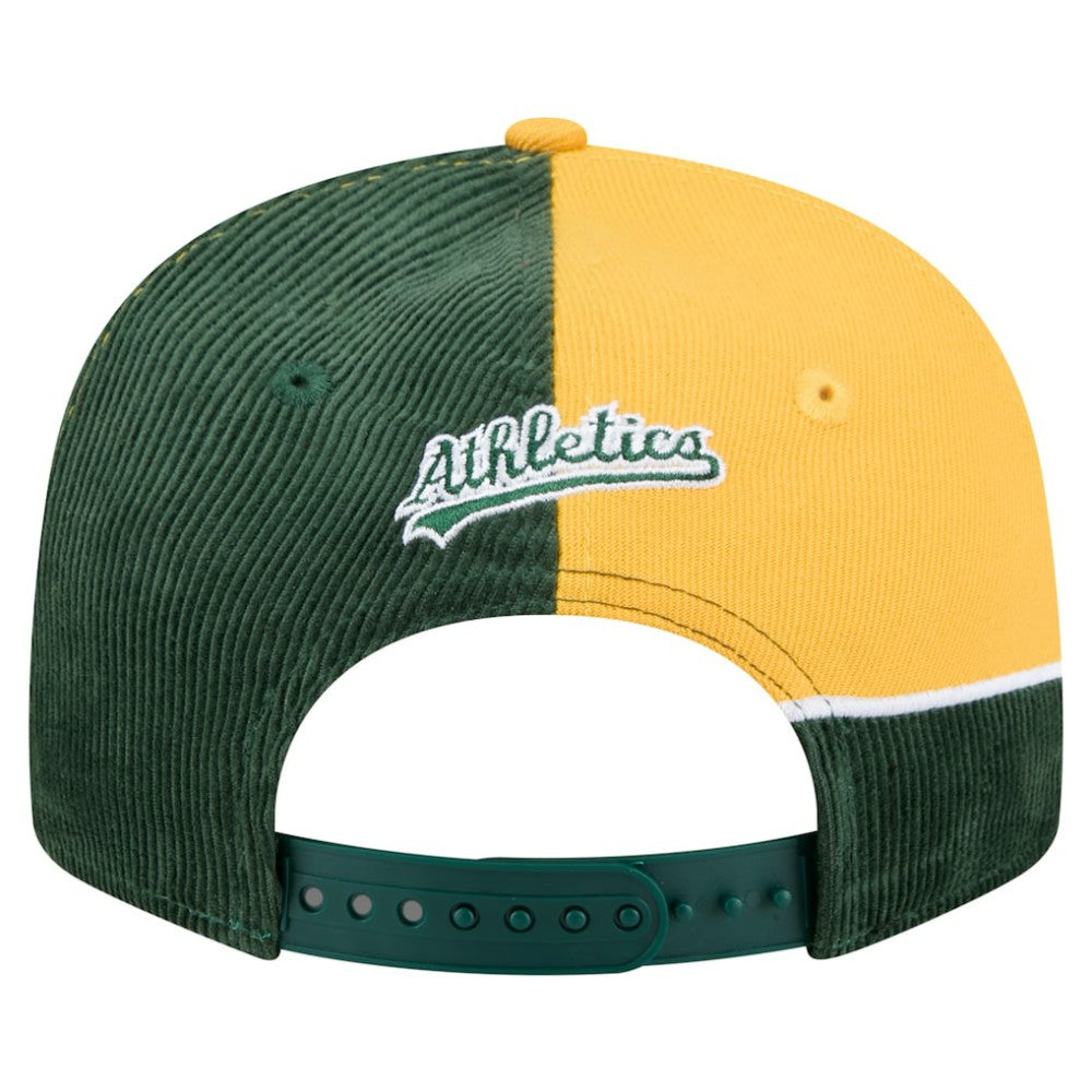 Athletics New Era Retro Split Corduroy Snapback Hat - Green/Gold Hats