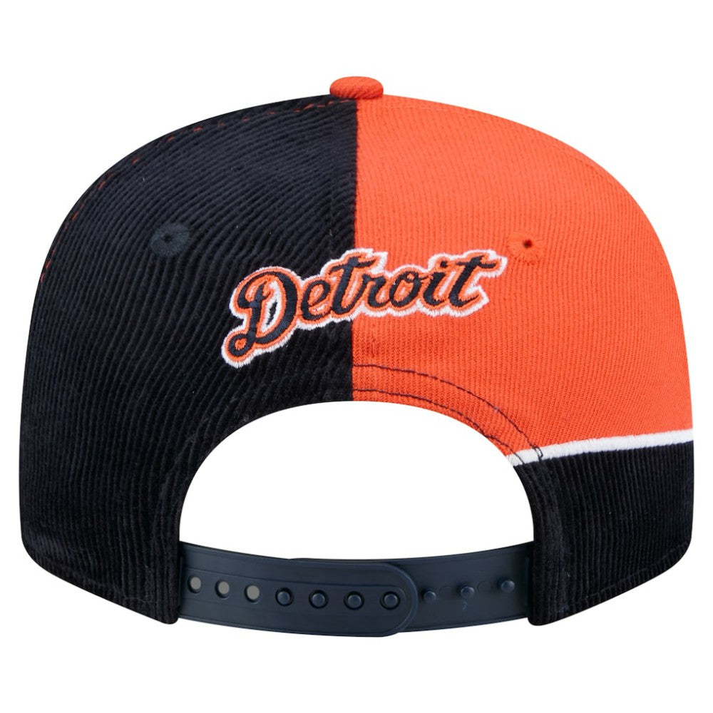 Detroit Tigers New Era Retro Split Corduroy Snapback Hat - Navy/Orange Hats