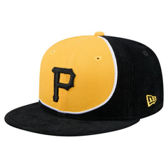 Pittsburgh Pirates New Era Retro Split Corduroy Snapback Hat - Black/Gold Hats