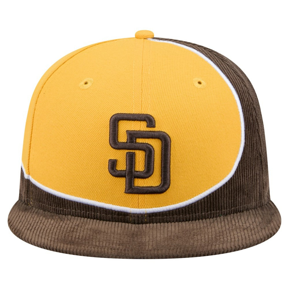 San Diego Padres New Era Retro Split Corduroy Snapback Hat - Brown/Gold Hats