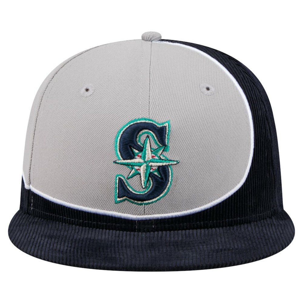 Seattle Mariners New Era Retro Split Corduroy Snapback Hat - Navy/Gray Hats
